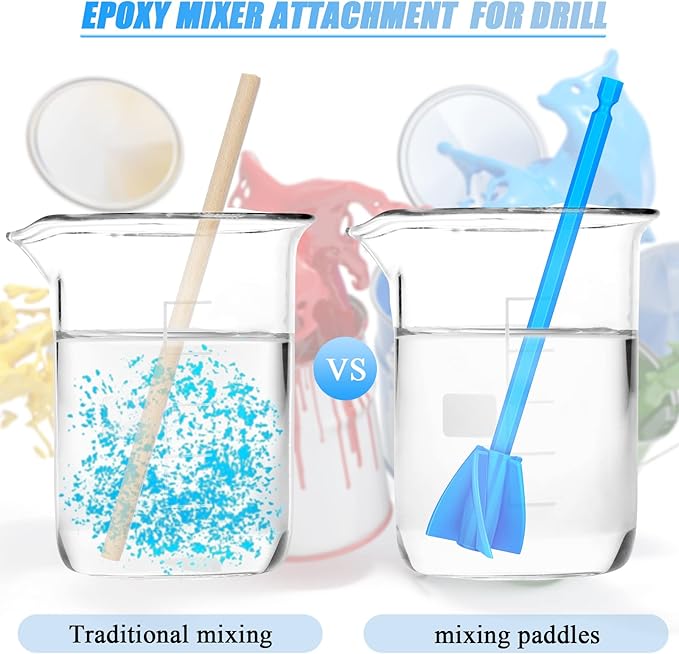 12 Pieces Paint Mixer Drill Attachment,Helix Paint Mixer Resin Drill Mixer Paint Stirrers Drill Attachment for 1 Gallon of Paint Epoxy Resin Silicone Jewelry Casting Molds (Blue)