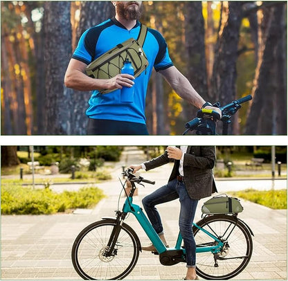 YEEGO DIRECT Bike Rack Bag, 14L Expandable Capacity Bike Bags for Bicycles Rear Rack,Water-resistant Bike Trunk Panniers Reflective Design, Crossbody Shoulder Bag for Commuting Outings(Green)