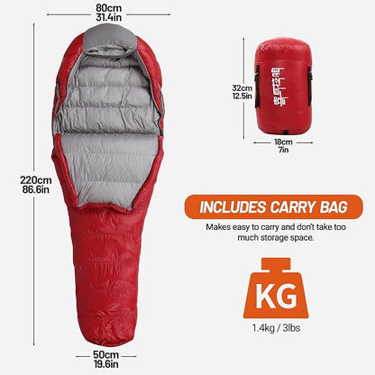 Himalaya 0 Degree Sleeping Bag for Adult Ultralight Down, -20°F-40°F, Cold Weather, Autumn & Winter, Hiking Backpacking Sleeping Bags