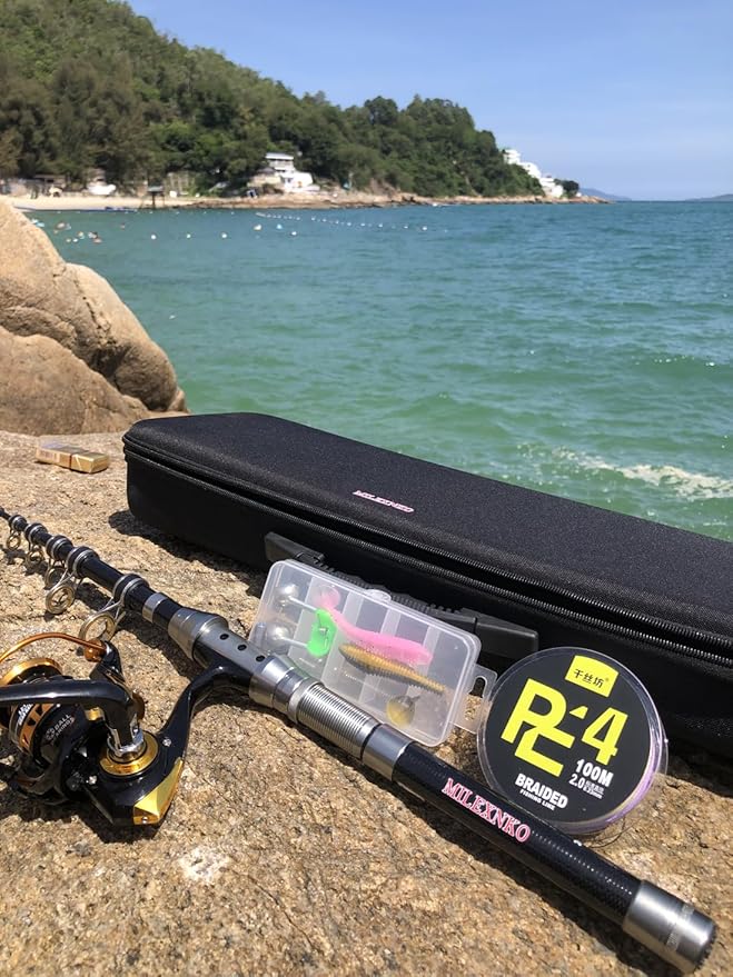 Telescopic Fishing Rod and Reel Combination, 240 Cm Carbon Fiber Rod, Adult Foldable Fishing Rod Suitable for Freshwater and Salt Water