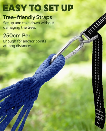 Chihee Hammock for Stand 9.8ft x 4.9ft Soft Cotton Hammock Holds Up to 660lbs Portable Tree Hammocks with Detachable Spreader Bar Pillow 2 Strong Webbings 2 Carabiners Patio Garden Indoor Outdoor