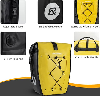 ROCKBROS Bike Panniers Waterproof Bike Rear Rack Bag Max 30L Large Capacity Bike Rear Panniers for Cycling Traveling Commuting