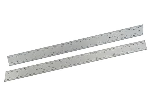 Pec Tools Rigid 24-inch Steel Ruler, High-Carbon Steel, 1/32“, 1/64”, 1/50“, 1/100” High-Precision Ruler, Suitable for Precision Workshops and Laboratories, Made in USA