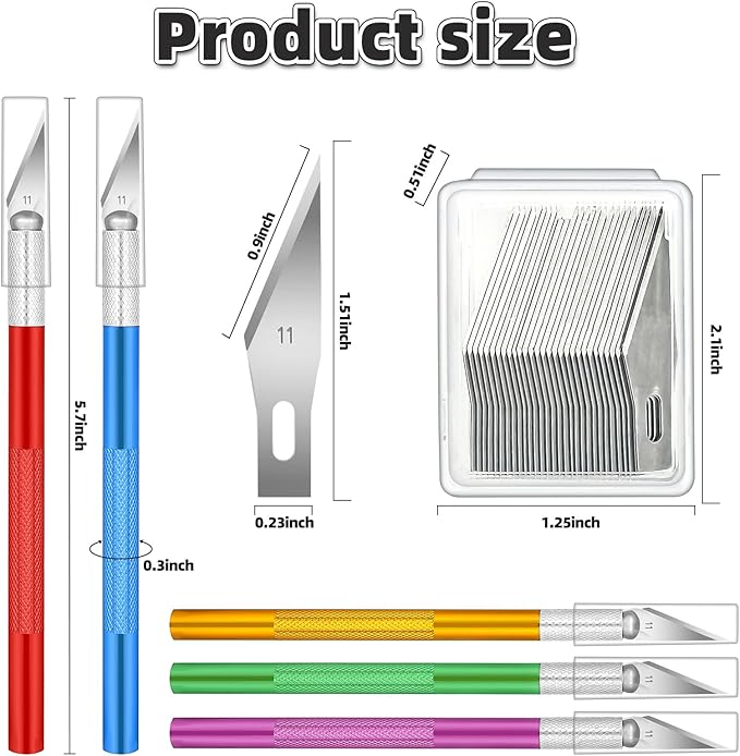 55 Pack Exacto Knife, Hobby Knife Set with 5 Craft Knives and 50 Precision Knife Blades(#11) for Art,Scrapbooking,Carving, DIY, Cutting, Stenciling by EGYPAMID
