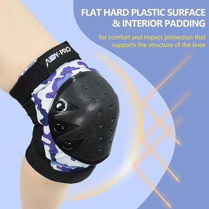 Adult/Youth/Kids Knee Pads and Elbow Pads Set Skateboard Protective Gear, 6 in 1 Knee Guards Kids Wrist Guards for Roller Skating Skateboarding Biking
