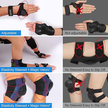 Adult/Kids/Youth Knee Pad Elbow Pads, XINDAER Womens Skate Protective Gear Set 3 in 1 Knee and Elbow Pads Wrist Guards for Skateboard, Roller Skates, Skating, Scooter, Inline Skates, Cycling