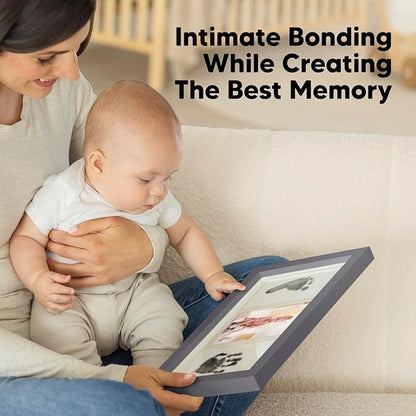 Inkless Baby Hand and Footprint Kit Boy, Girl - No Mess Ink Pad for Handprint, Clean Touch Dog Paw Print Kit, Personalized Baby Shower Gifts, Nursery Newborn Keepsake Frame (Gunmetal Gray)