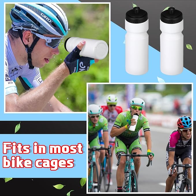 Sunnyray 10 Pcs Squeeze Sports Water Bottle 23 oz Reusable Sports Water Bottle Blank Plastic Water Bottles with Pull Top Cap for Kids Adults Sports Fitness Bike, Dishwasher Safe (White)