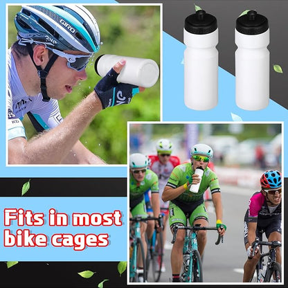 Sunnyray 10 Pcs Squeeze Sports Water Bottle 23 oz Reusable Sports Water Bottle Blank Plastic Water Bottles with Pull Top Cap for Kids Adults Sports Fitness Bike, Dishwasher Safe (White)