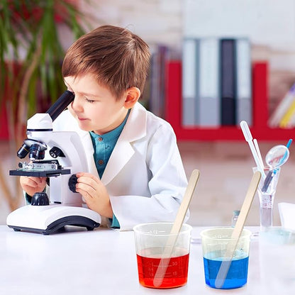 Coopay 50 Pack 60ml/2oz and 30ml/1oz Plastic Graduated Cups Transparent Scale Clear Epoxy Mixing Cup with 50 Pack Wooden Stirring Sticks for Resin, Epoxy, Stain, Mixing Paint