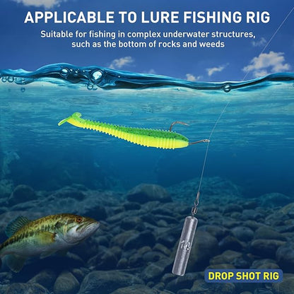 THKFISH Fishing Weights Sinkers Set, 60PCS Fishing Sinker Drop Shot Weights Kit,Drop Shot Rig Wacky Hooks for Saltwater Freshwater Bass Fishing