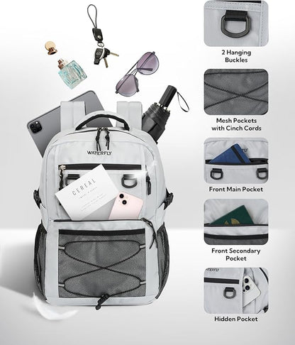 WATERFLY Travel Hiking Casual Backpack: 22L Lightweight Everyday Outdoor City Daypack College Bookbag for Women Men