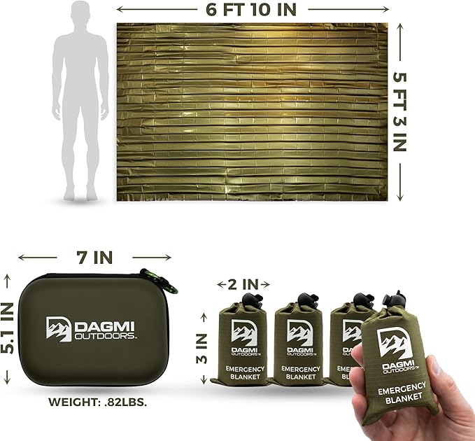 Emergency Mylar Thermal Blanket 4 Pack. Space Blankets for Survival Kits & Extreme Cold Weather - NASA Designed - Perfect for Camping Survival, Bug Out Bag, Hiking, Car Survival