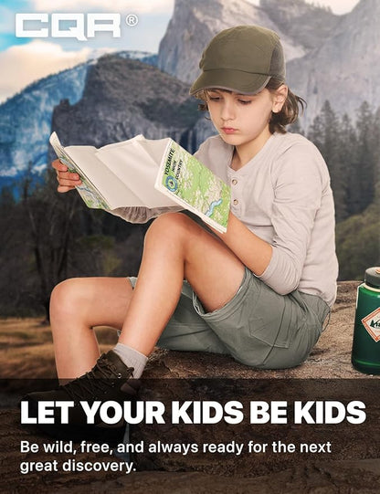 CQR Kids Youth Hiking Cargo Pants, UPF 50+ Quick Dry Convertible Zip Off Pants, Outdoor Camping Pants