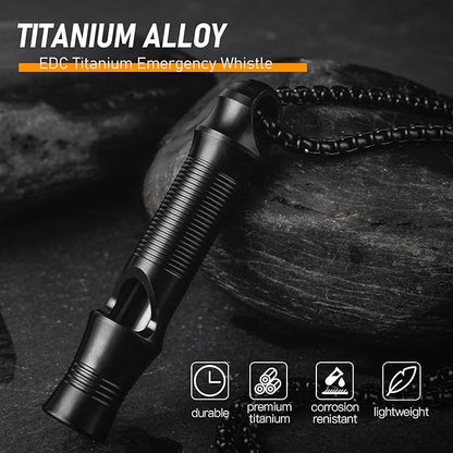 TISUR Titanium Emergency Whistle,EDC Safety Whistles Necklace Loud up to 120db,Survival Whistles for Survival,Hiking,Camping,Pets Training