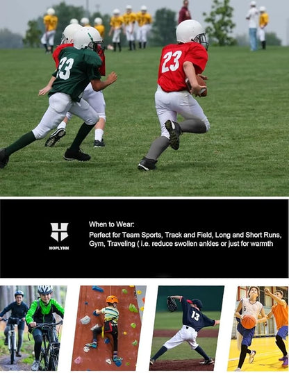 HOPLYNN 4 Pack Youth Boy’s Compression Pants Leggings Tights Athletic Base Layer Under Pants Gear for Football Sports