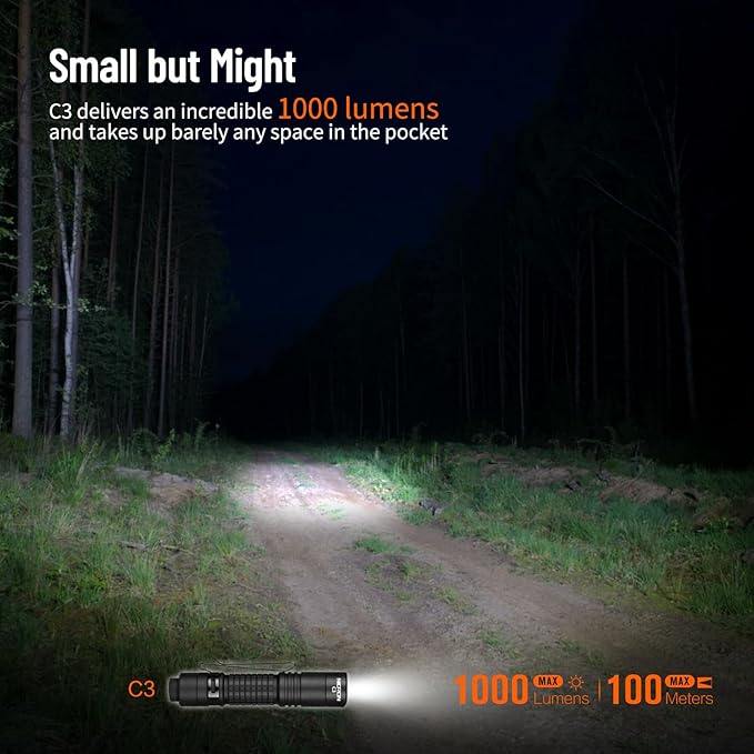 NICRON C3 1000 Lumens EDC Flashlight, Type-C Rechargeable AA Pocket Flashlight Compact High Lumens Handheld Light, Mini Flashlight for Home Outdoor Camping, Hiking, Runing