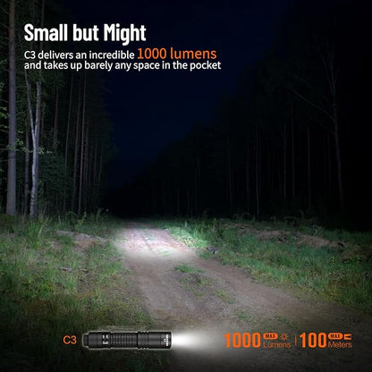 NICRON C3 1000 Lumens EDC Flashlight, Type-C Rechargeable AA Pocket Flashlight Compact High Lumens Handheld Light, Mini Flashlight for Home Outdoor Camping, Hiking, Runing