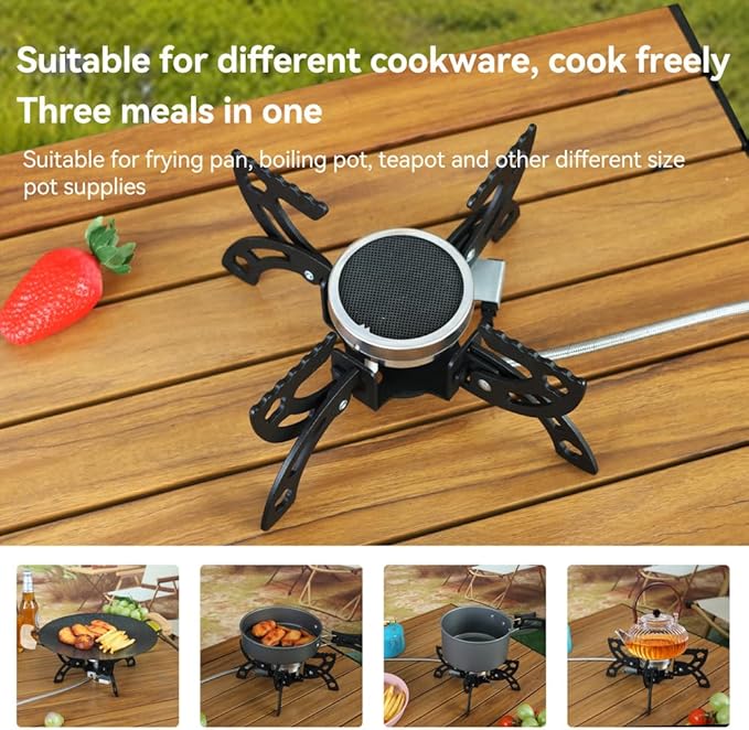REDSUN FD1 Portable Infrared Backpacking Stove with Foldable 4-Leg Support, Windproof Butane Camping Burner for Hiking, Outdoor Survival Gear and Man's Gift
