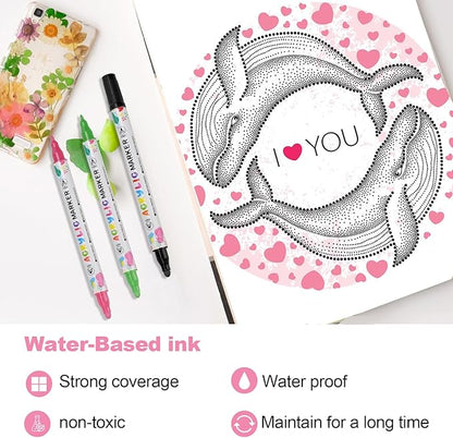 120 Colors Acrylic Paint Pens, Dual Tip Acrylic Paint Markers for Paper, Wood, Canvas, Stone, Rock Painting, Glass, Fabric, DIY, Ceramic, Art Supplies for Kids and Adults Drawing (Dot + Fine)