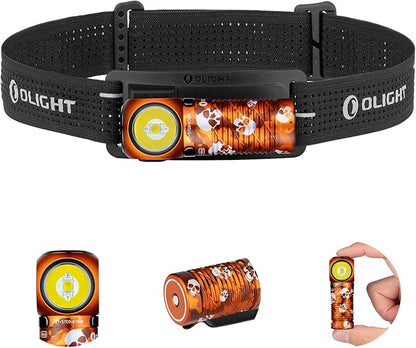 OLIGHT Perun 3 Mini Headlamp 1250 Lumens LED Head Flashlight,Rechargeable Headlight with Red Light Option,Perfect for Working, Hiking, Camping and Climbing (Cool White 5700K~6700K, Ghost Blaze)