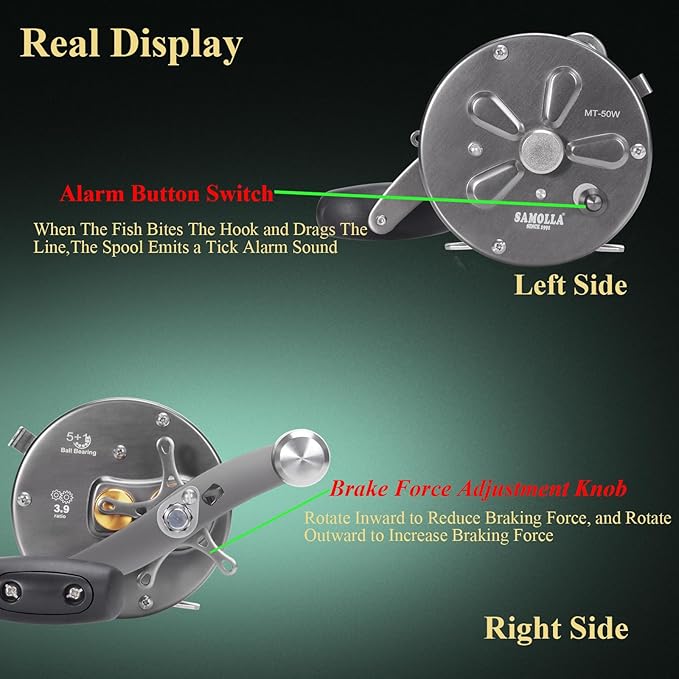 Deep Sea Fishing Reels 44-66Lb Max Drag for Saltwater or Freshwater Ocean Conventional Reel Saltwater Fishing Reel for Tuna Sailfish Swordfish