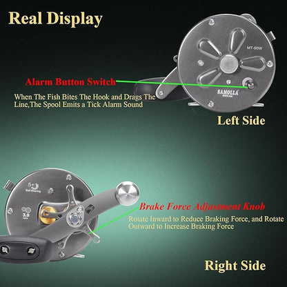 Deep Sea Fishing Reels 44-66Lb Max Drag for Saltwater or Freshwater Ocean Conventional Reel Saltwater Fishing Reel for Tuna Sailfish Swordfish