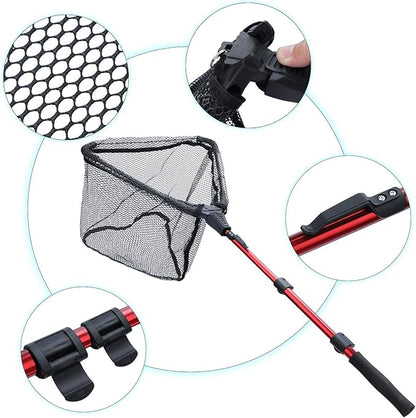 Sougayilang Fishing Net Fish Landing Net, Foldable Collapsible Telescopic Pole with EVA Handle, Durable Nylon Material Mesh, Safe Fish Catching or Releasing