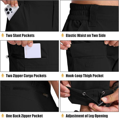 Mens Hiking Pants Convertible Quick Dry Zip Off Fishing Travel Safari Pants
