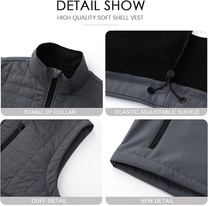 Men's Lightweight Softshell Vest Outerwear Windproof Sleeveless Jacket for Golf Running Hiking