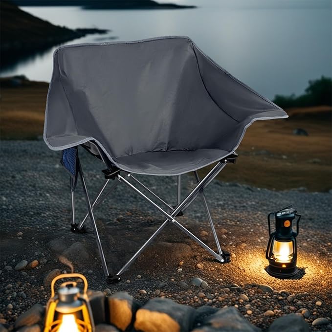 4 Pack Portable Camping Chair Compact Collapsible Outdoor Folding Sports Chairs for Adults Heavy Duty Camp Sporting Events Park Lawn 400 Lbs Black Gray