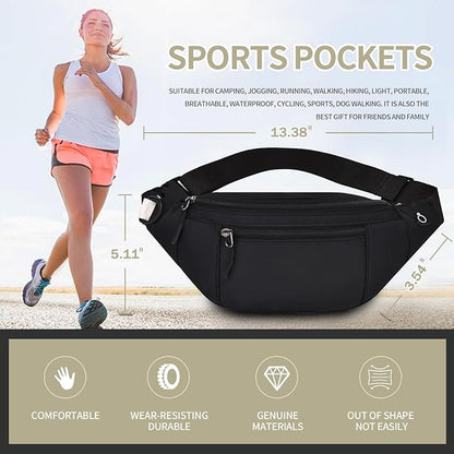 DAITET Crossbody Fanny Pack for Men&Women,Large Waist Bag & Hip Bum Bag with Adjustable Strap for Outdoors Workout Traveling Casual Running Hiking Cycling
