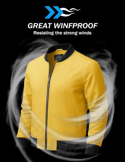 MAGCOMSEN Men's Bomber Jacket Lightweight Casual Zip Up Windbreaker Spring Fall Golf Coat with Pockets