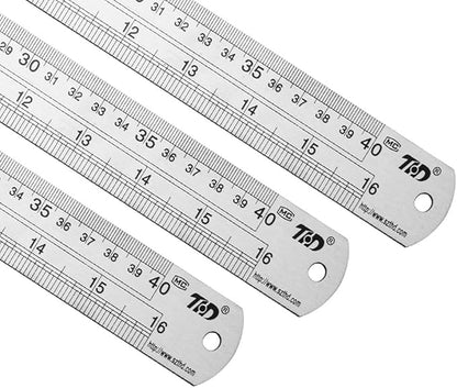 ZZTX Ruler Metal Straight Edge Stainless Steel Ruler 16 Inch Ruler Set Rulers Bulk 2 Pack
