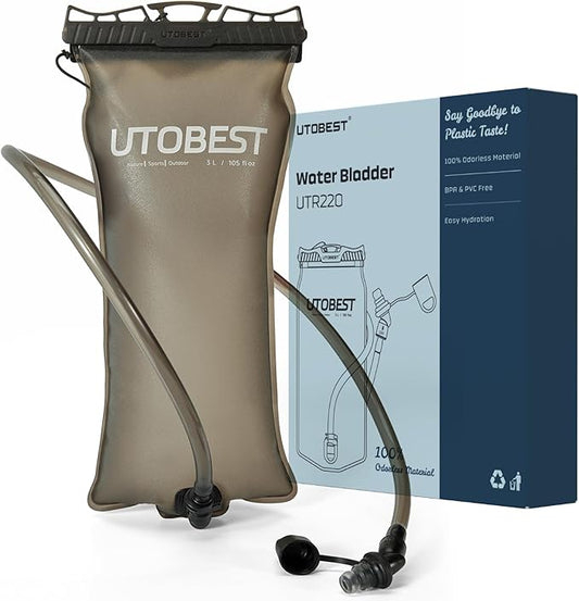 Water Bladder, Odorless Leather and Double-Layerad Water Tube Hydration Bladder, No Plastic Taste 360 Degree Rotation Bite Valve Water Reservoir
