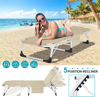 ABORON Folding Camping Cot W/Mat for Adults, Adjustable Heavy Duty Outdoor Bed,1200 D Layer Oxford Travel Camp Cots