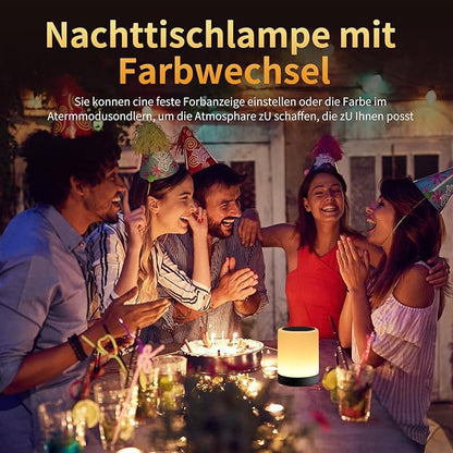 OORUN Touch Bedside Table Lamp,13 RGB Colors & 5 Brightness, USB Rechargeable Desk Lamp, Remote Control Dimmable Night Light with RGB Color Changing,Portable Lamp for Baby (2 Pack Black)