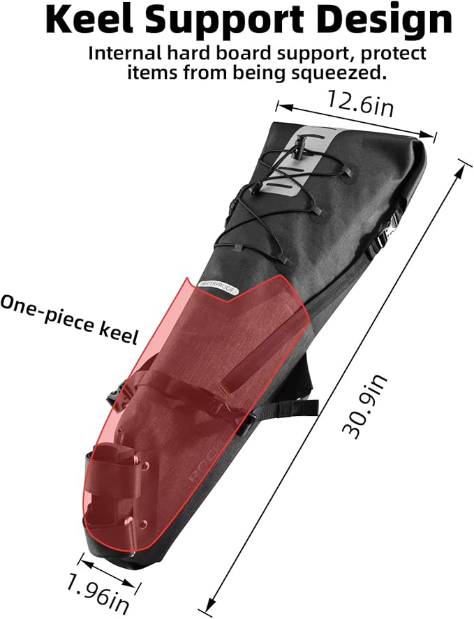 ROCKBROS Bikepacking Bag Waterproof Bike Saddle Bag Large Capacity Bikepacking Seat Bag Road Mountain Bike Seat Bag Max 14L