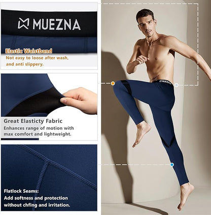 Muezna Men's Thermal Top and Bottom Set Underwear Long Johns Base Layer with Soft Fleece Lined