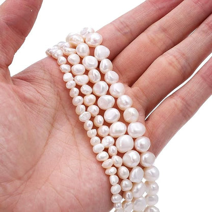 Natural Pearl Beads Side Hole 6-7mm White Freshwater Cultured Loose Gemstone Beads for DIY Jewelry Making 13.8''/Strand