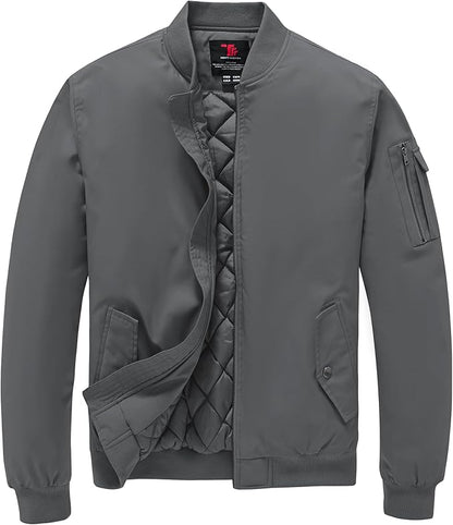 TBMPOY Men's Fall Jacket Winter Windbreaker Bomber Zip Up Padded Softshell Warm Windproof Casual Coat