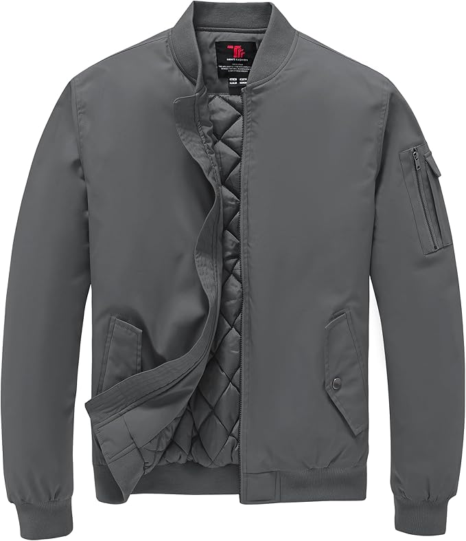 TBMPOY Men's Fall Jacket Winter Windbreaker Bomber Zip Up Padded Softshell Warm Windproof Casual Coat