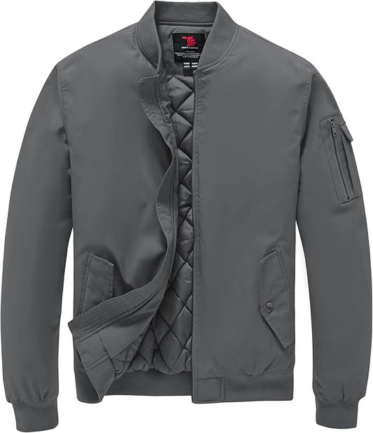 TBMPOY Men's Fall Jacket Winter Windbreaker Bomber Zip Up Padded Softshell Warm Windproof Casual Coat