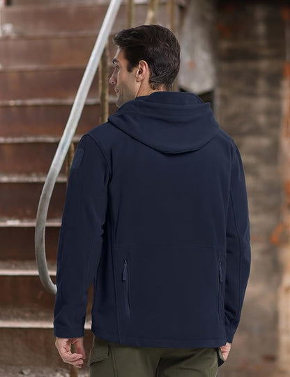 CRYSULLY Men's Military Tactical Sport Warm Fleece Hooded Outdoor Adventure Jacket Coats