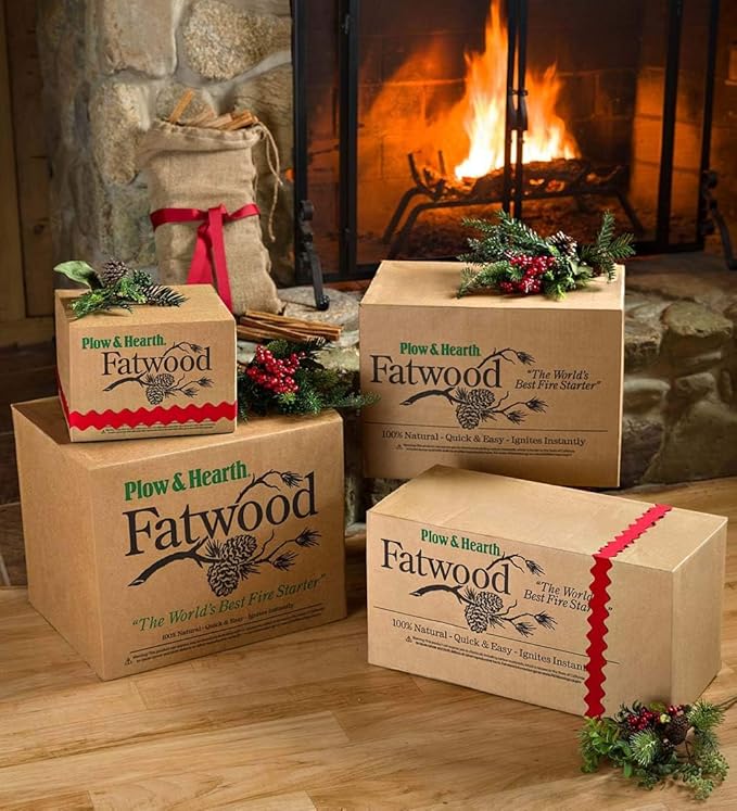 Plow & Hearth 40 LB Fatwood Fire Starter, Organic Kindling Sticks, Non Toxic All Natural Firestarters for Wood Stoves Fireplaces Campfires Fire Pits, Easy Ignition Fat Wood