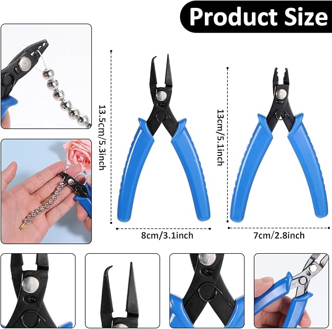 2 Pcs Split Ring Pliers, Bead Crimping Plier Crimping Jewelry Jump Pliers Beading Plier Set for Opening/Closing Jewelry Beading Split Ring or Key Chain