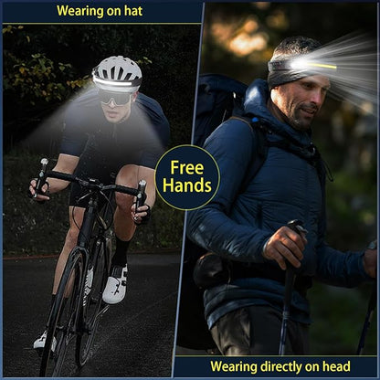 Headlamp Rechargeable 2 Packs,2000mAh Battery Powered Rechargeable Headlamps for Adults,Super Bright Motion Sensor Lead Lights for Forehead,Type-C USB Charging for Hiking Fishing