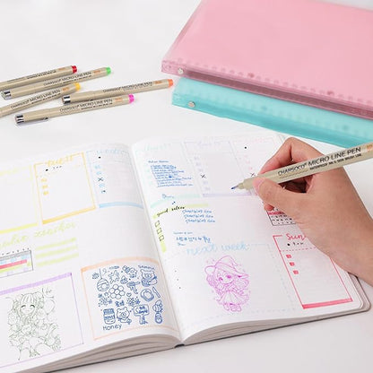 Arts Sign Brush Pen, Felt Tip Water Based Ink with 12 Colors, for Journaling, Lettering, Calligraphy, Technical Drawing and Scrapbooking