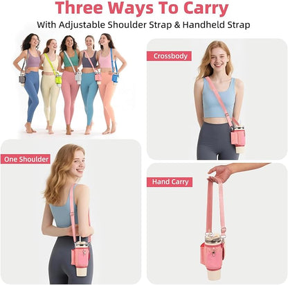 All Day Quencher Carry All for Stanley 40/30 oz Tumbler, Crossbody Bag with Phone Holder & Strap, Water Bottle Carrier Bag
