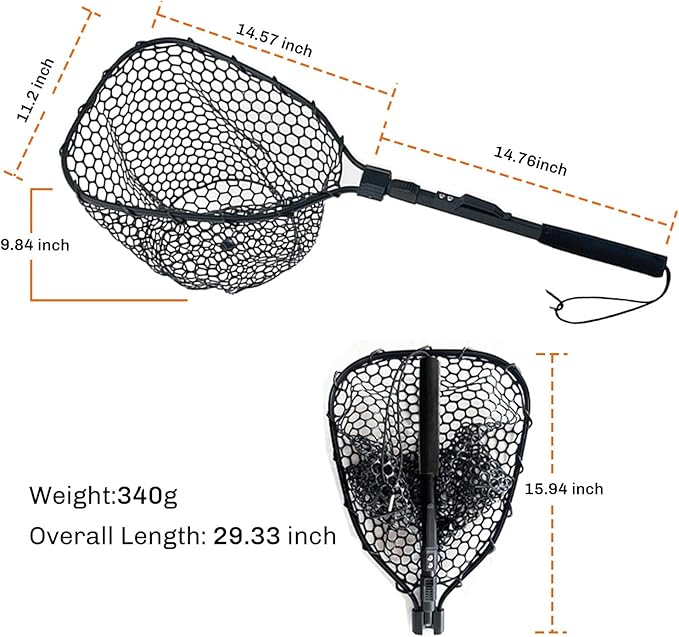 STONESTAR Fishing Net with Handle, Foldable Extendable Fish Net Aluminum Alloy Landing Net, Lightweight Strong Telescoping Handle Fishing Gear 20LBS Max Load, Fish-Friendly for Catch and Kayak